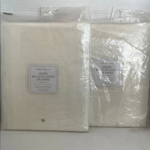2 Restoration Hardware BELGIAN SHEER LINEN DRAPERY PANELS 50x108 Natural White - Picture 6 of 8